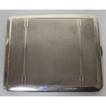 Mappin and Webb silver cigarette case with engine turned design, hallmarked for Birmingham, 1909,