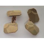 A pair of 9.375 gold art deco geometric patterned cufflinks, weight 10g