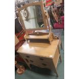 Pine dressing table, together with a pine washstand with a marble top