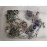 A collection of jewellery to include silver, marked silver, marked 925 and enamel