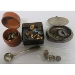 A collection of unmarked vintage cufflinks and shirt studs to include rose gold/gilt, mother of