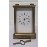 20th century gilt brass carriage clock, with Roman Numeral and Numerical dial, 12cm high