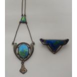 A Charles Horner silver and enamelled necklace, the length approximately 26.5cm, and hallmarked