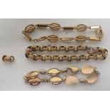 Three unmarked gold (tested) bracelets, the gross weight (to include metal clasps) 34g Condition: