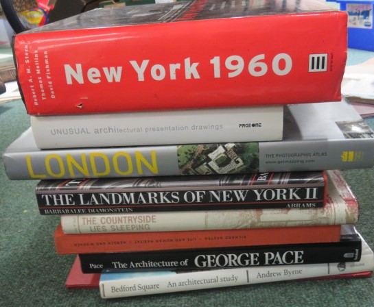 Collection of nine books of architecture interest relating to London and New York