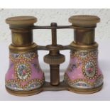 Pair of Gilt Metal Opera Glasses, by Howell James & Co of Paris, having finely floral enamelled