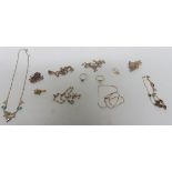 A collection of mixed metal jewellery, to include marked and unmarked gold, and rings, necklaces,