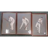 After A. Wallier Taylor - three framed prints of cricketers