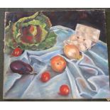 An unsigned oil on canvas of fruit