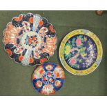 An imari plate, 31.5cm diameter, together with another 21cm diameter, and an oriental plate with