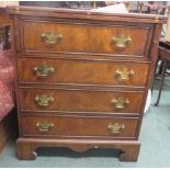 Reproduction chest of four drawers on bracket feet, with fold down top with tooled leather insert