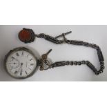 A silver open faced pocket watch, by J. Sanders, Bridgwater, stamped 935 to the inner case, the