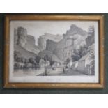 Framed lithograph of Cheddar Falls