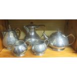 Five piece Pewter tea service