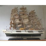 Victorian three mast wooden ship diorama titled 'Eagle', un-cased