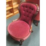 Late Victorian button back nursing chair