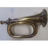 A nice German brass bugle complete with 2 suspension rings. Mouthpiece and chain marked Bohland