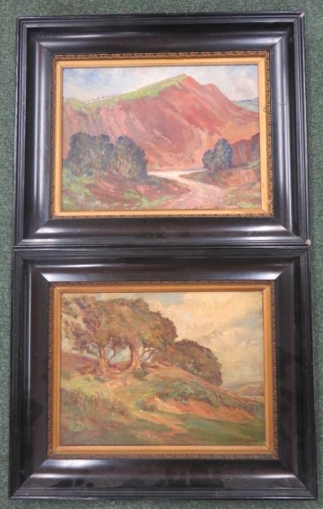 Two Fred Lake oil on boards of views of Somerset, each titled verso, to include; Triscombe Quarry