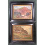 Two Fred Lake oil on boards of views of Somerset, each titled verso, to include; Triscombe Quarry