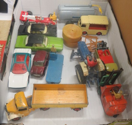 Quantity of unboxed vehicles to include Dinky N.C.B. Electric van, a Dinky Bedford van etc