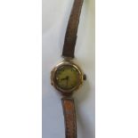 Rolex - a 1942 9ct gold Dennison cased wristwatch with leather strap, the movement marked Rolex 15