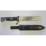 Unidentifiable H J type knife saw backed blade 12.5 cms apx O/L 24.5cms apx. Blade has the name