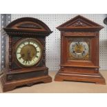 Two oak cased mantel clocks