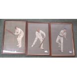 After A. Wallier Taylor - three framed prints of cricketers