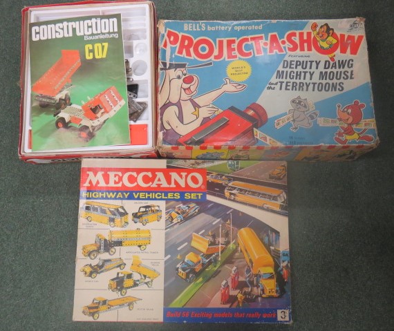 Meccano Military Vehicles Set, together with a boxed Construction Set and a boxed Project-a-Show