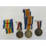 WWI war medal to 82308 GNR J Chamberlain Garrison Royal Artillery, together with a medallion to