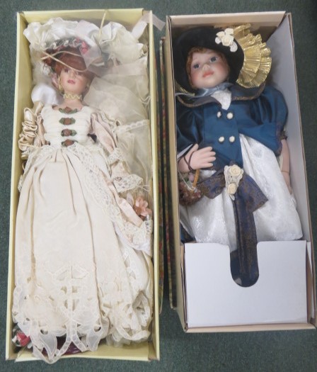 Two boxed Knightsbridge Collection Porcelain Dolls, with one named Theresa