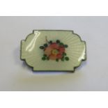 A Norwegian silver and white guilloche enamel floral brooch, makers mark H, length 2.5cm, weight 4.