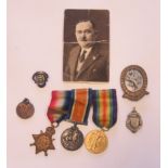 Somerset Light Infantry, WWI trio to PTE E H Giles 1/Som Li 1914 star with bar, war medal and