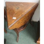 A triangular occasional drop flap table with inlay