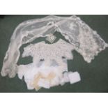 A collection of Victorian lace and crochet collars, place mats, runners etc