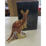 Royal Crown Derby Paperweight of a Kangaroo, signed by the artist to the underneath, with