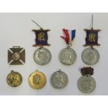 A small collection of medallons, 2 victorian jubilee (one with photo in the shape of a cross. 2