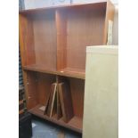 Two section storage unit together with an IKEA style open cabinet/bookcase