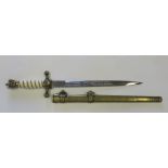 A German naval dress dagger. Blade 25 cms apx to the guard. Engraved with fouled anchor, trident and