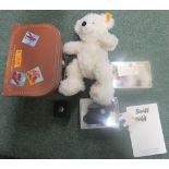 Collection of Steiff items to include a Polar Bear, a Gift Teddy Bear, a keyring, a pin badge, and a