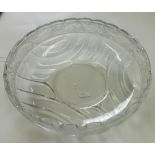 20th century clear glass bowl, with fish decoration to the rim, 29cm diameter