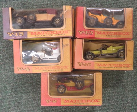 Five boxed Models of Yesteryear vehicles