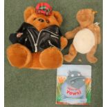 Harley Davison teddy bear, together with a Steiff Hippopotamus
