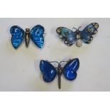 A marked 375 silver and enamel butterfly brooch set with an opal and coloured stones, together