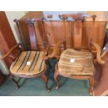 PAIR OF ARMCHAIRS WITH WICKER SEATS