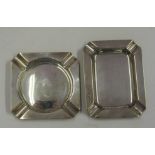 Two silver ash trays, gross weight 1.8ozt