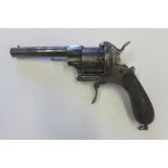 12mm 6 shot double action pin fire military style revolver with folding trigger, side loading