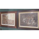 Framed print tiled The Shepherds together with another print of a hunting scene