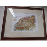 Framed limited edition print of Taunton Castle in circa 1520