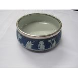 Blue and White Wedgwood bowl with silver plated rim